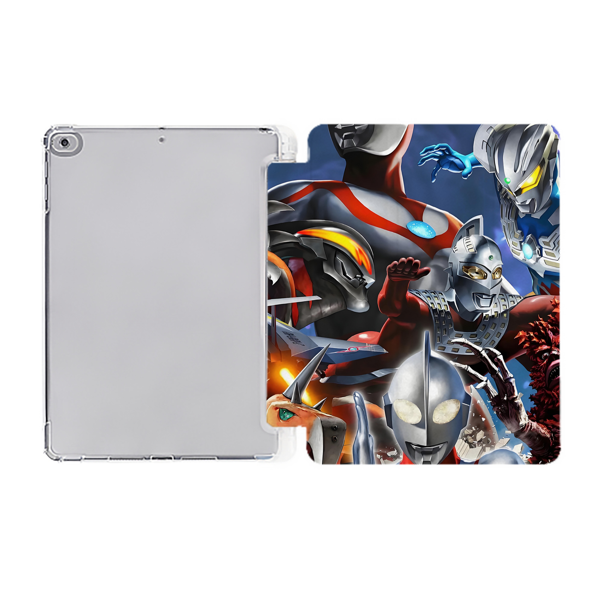 （画像用） ウルトラマン Ultraman IPad ケース ペン収納付き 三つ折りスタンド PUレザー×シリコン 対応機種9.5/10.5/10.9インチ